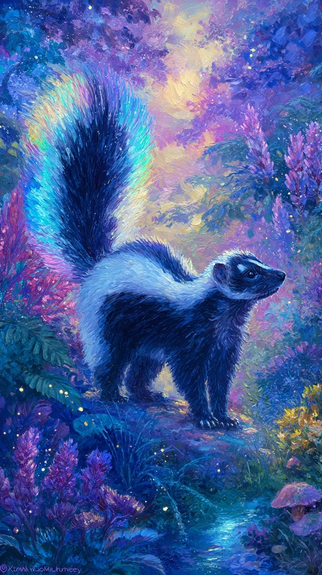 Enchanted Skunk in a Dreamy Forest