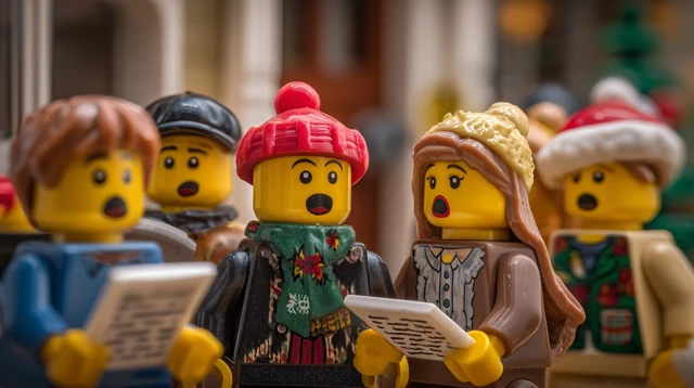 Lego Minifigure Christmas Carolers Singing