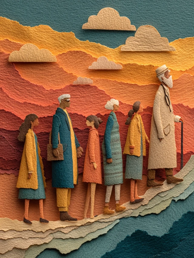 Paper Collage Community Vaccination Scene