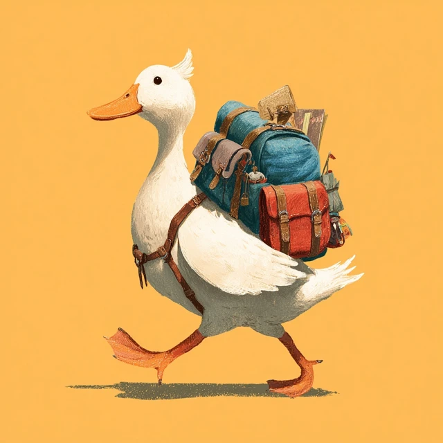 Adventurous Duck With Backpack Going on an Adventure