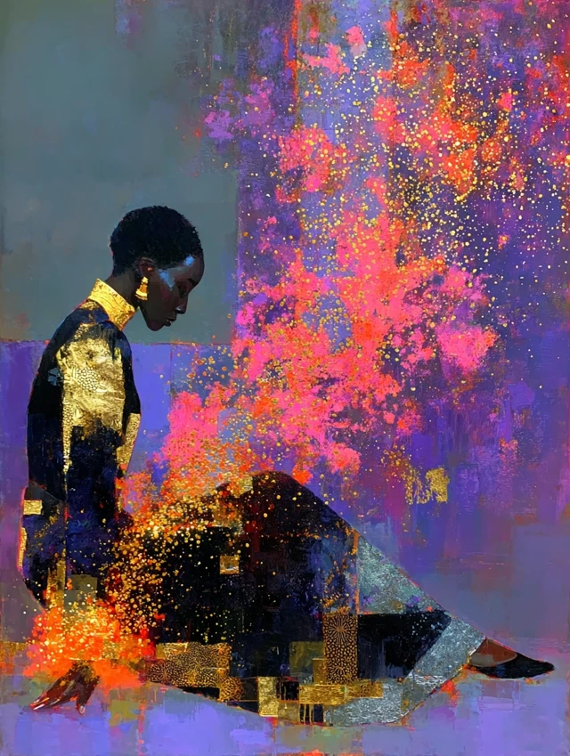 Elder Kneeling Before Flame Art
