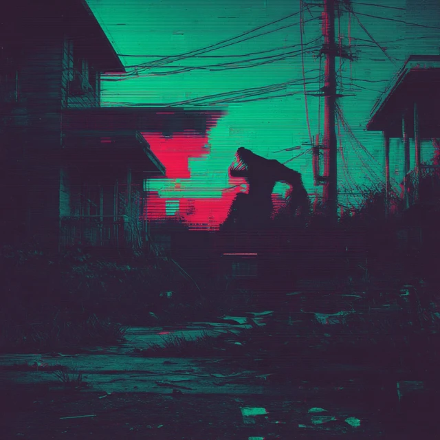 VHS Terror A Glitching Monster Haunting a Neighborhood