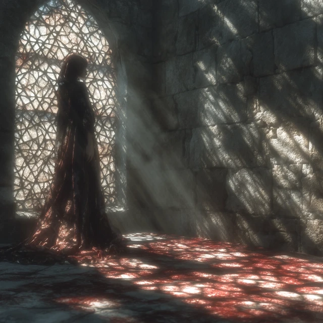 Ancient Temple Silhouette In Shadows