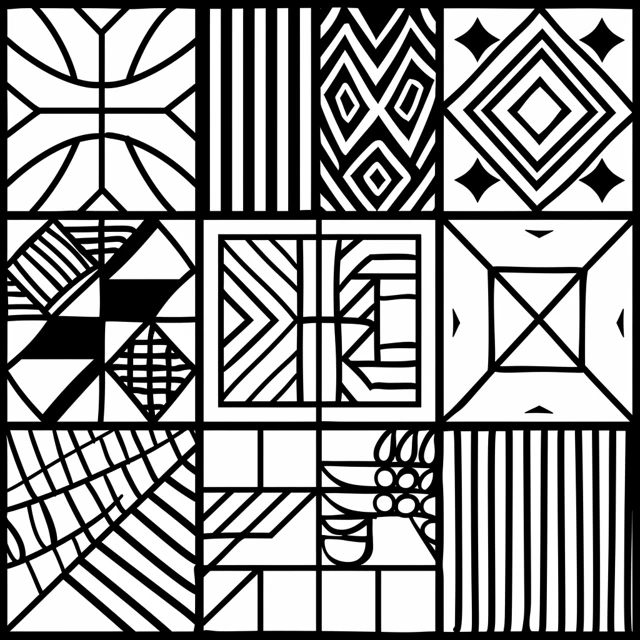 Black and White Patchwork Tile Pattern Design