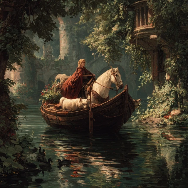 Ferryman of Animals Oil Painting Fantasy