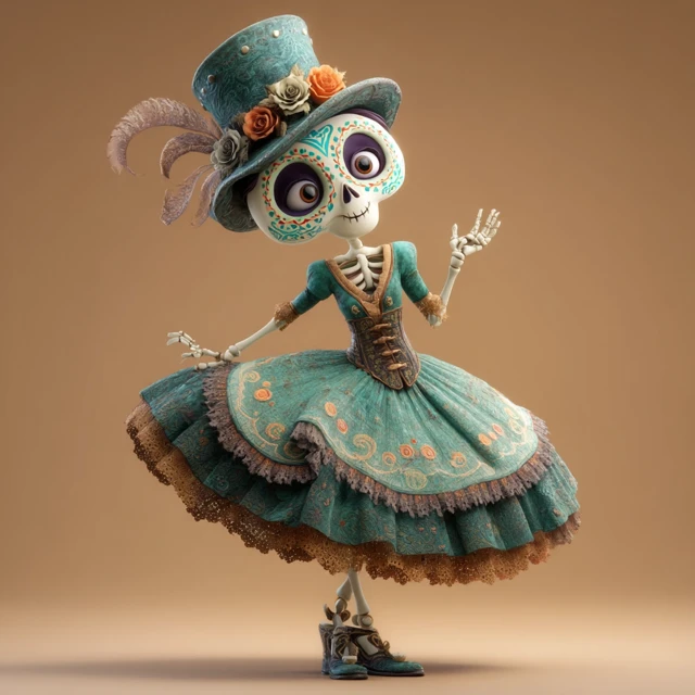Day of the Dead Katrina 3D Cartoon
