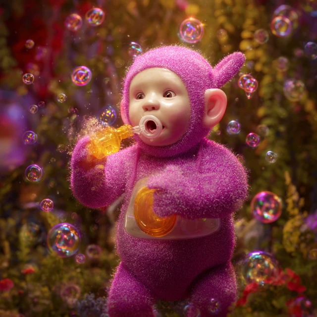 Tellytubbies Blowing Bubbles: Adorable 3D Render