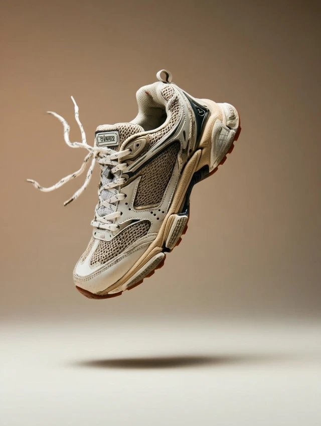 Floating Sneaker Photography in Guy Bourdin Style
