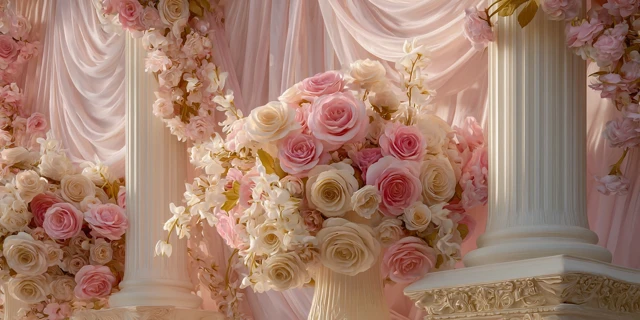 Heavenly Memorial Background Roses Pink White
