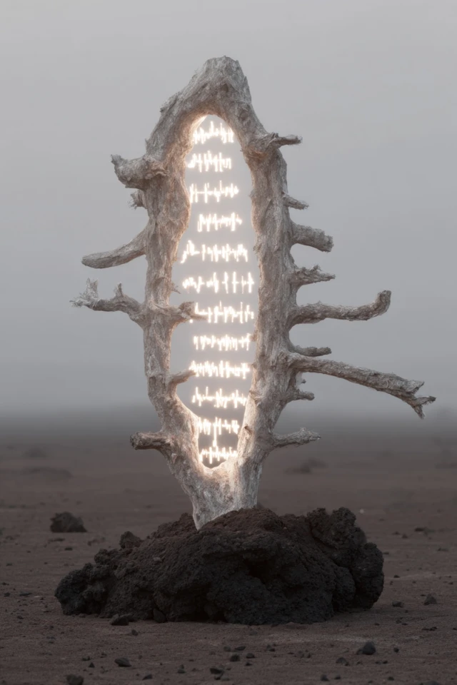 Charred Forest Glyphs Ancient Symbolism Artwork