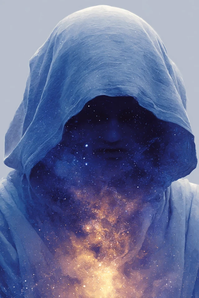 Cosmic Being Meditating Nebula Face Anime Art