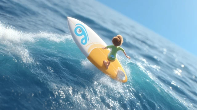Surfer on a Wave 3D Pixar Animation California