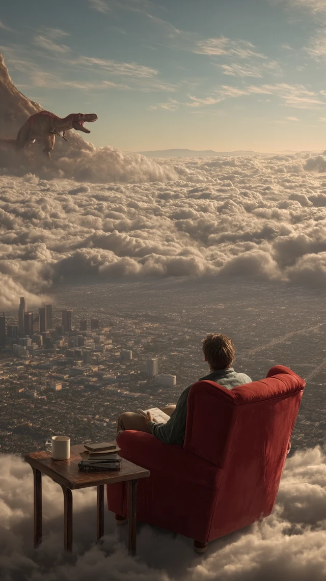 Dream Scene: Dinosaur Movie Above Los Angeles