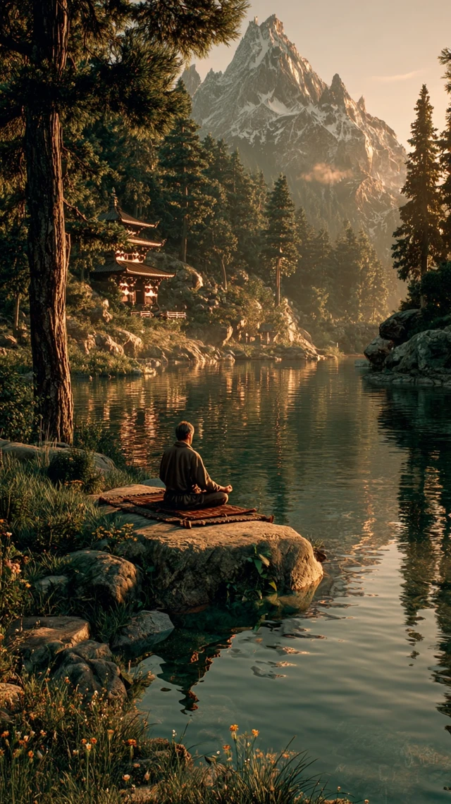 Yogi Meditating in Himalayan Serenity
