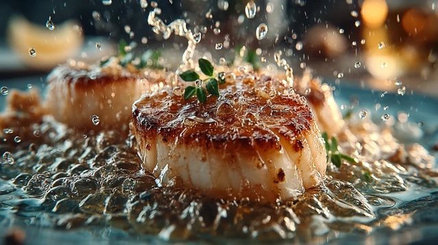 Seared Scallops with Butter Sauce - Food Photography