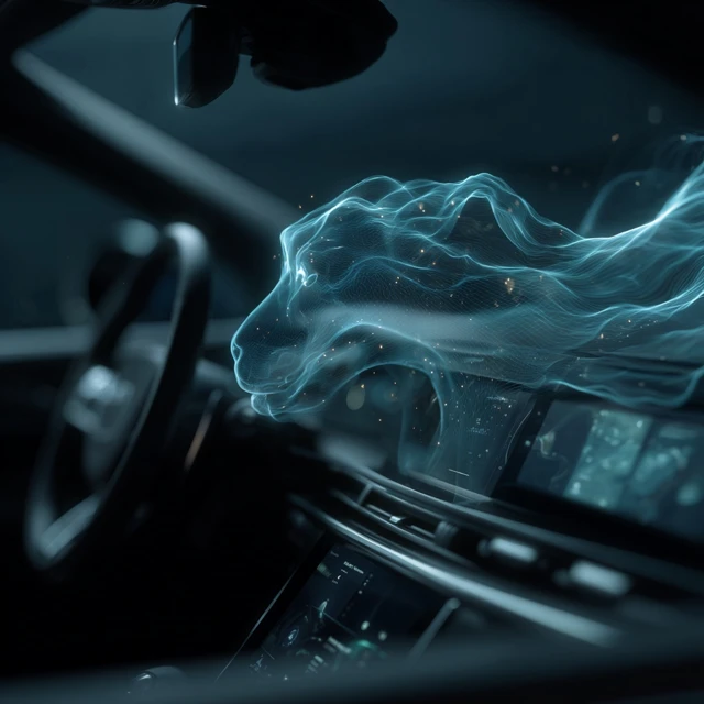 Car Dashboard Futuristic Technology Impressionist Style