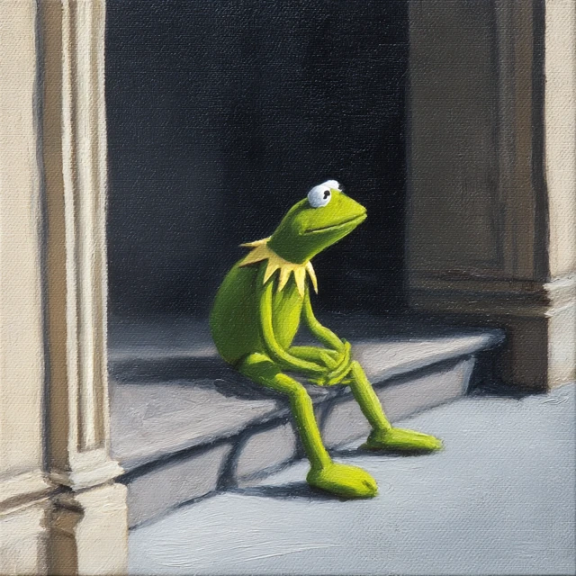 Kermit the Frog Painting by Edward Hopper
