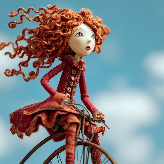 Red Rag Doll on Penny Farthing