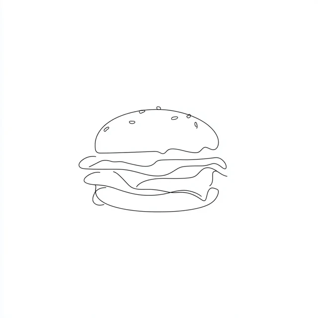 Minimalist Cheeseburger One Line Drawing