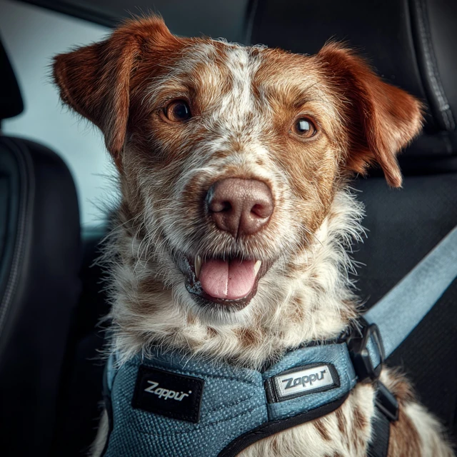 Happy Dog Winking with Zappur Harness