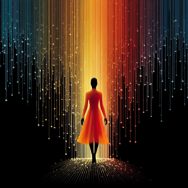 Human AI Connection Fiber Optic Silhouette