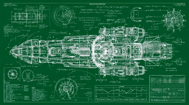 Spaceship Blueprint Futuristic Schematic Science Fiction