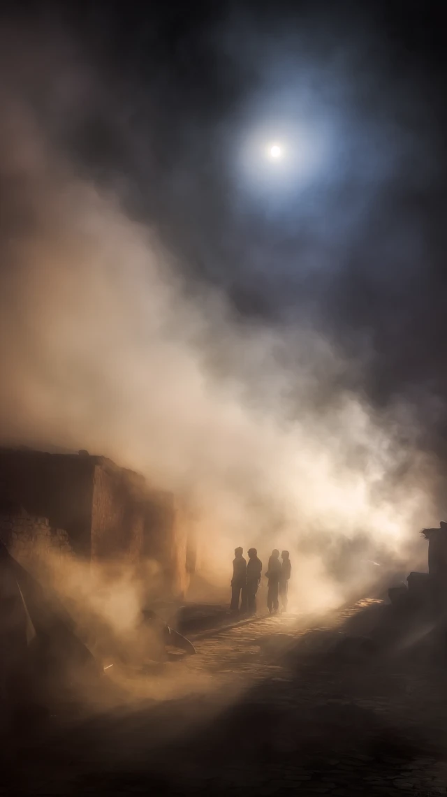 Eerie Night Scene in Abandoned City Khuldhara