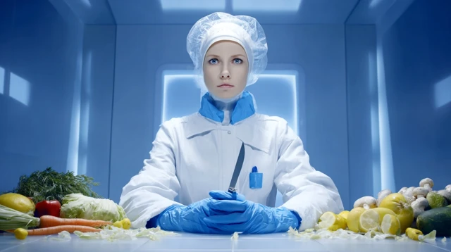 Scientist in Lab: Analyzing Fruit and Veggies