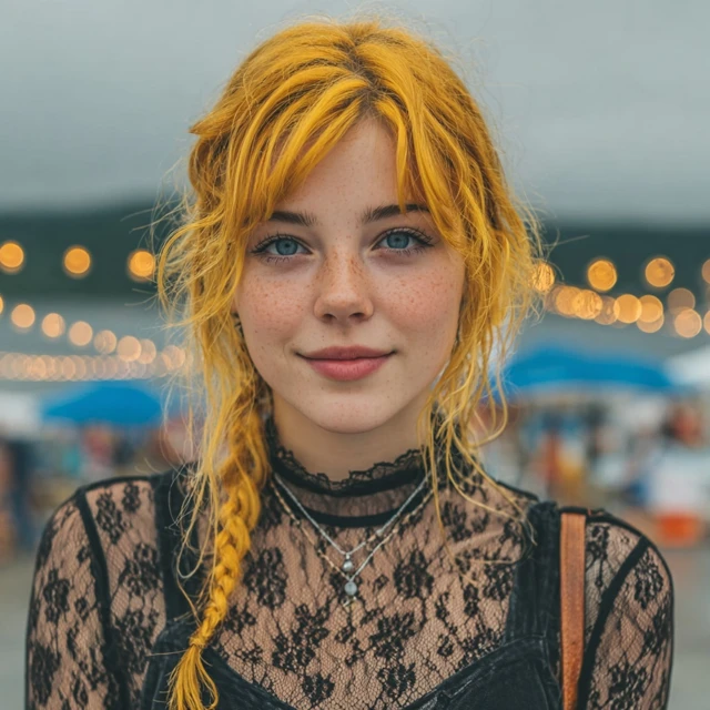 Anime Girl with Yellow Hair Illustration