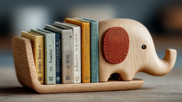 Elephant Bookshelf for Kids Wooden Study Desk Decor