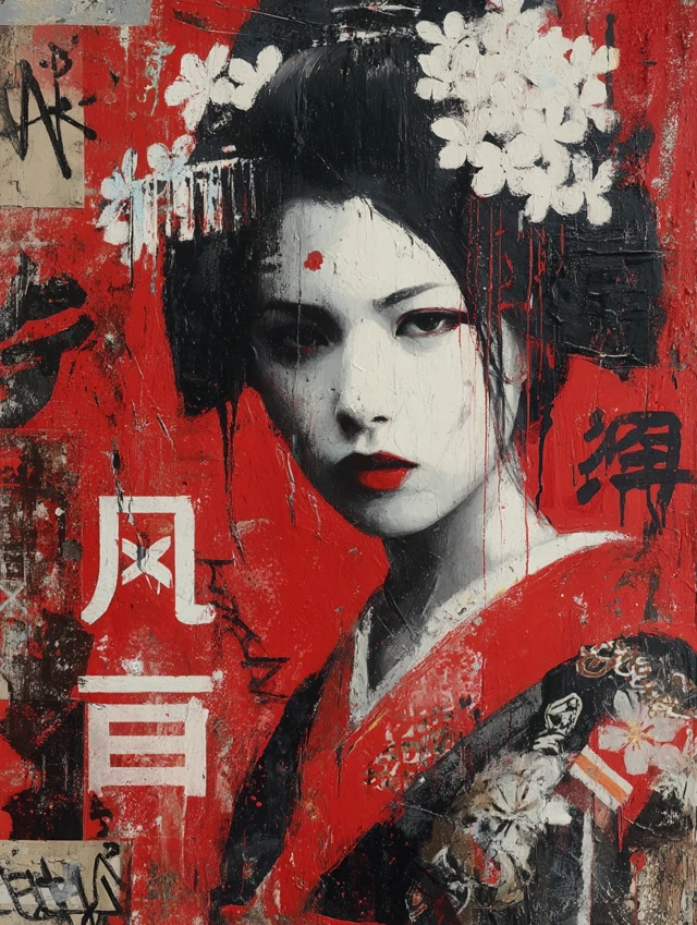 Edgy Geisha Modern Art Painting
