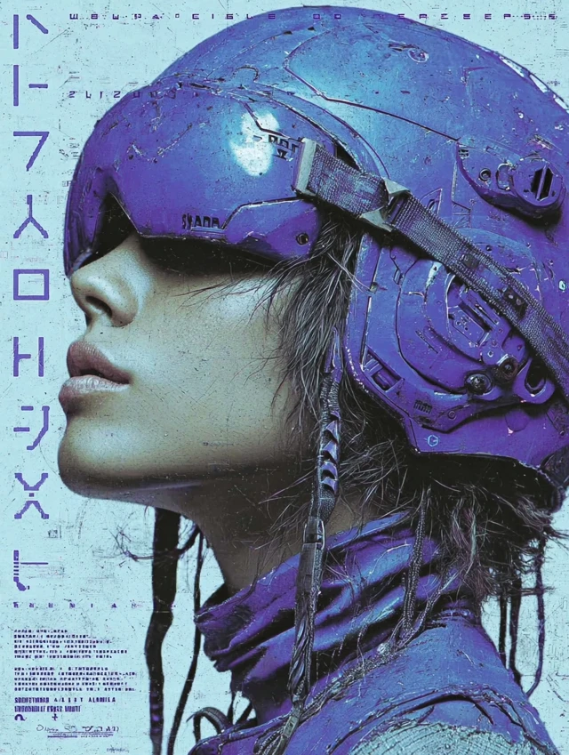 Cyberpunk Futuristic Woman with Closed Eyes