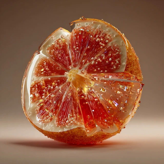 Glass Grapefruit Hyperrealistic Photo with Dispersion