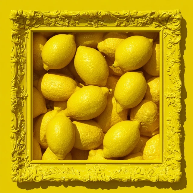 Yellow Lemons in Relief Carving Art