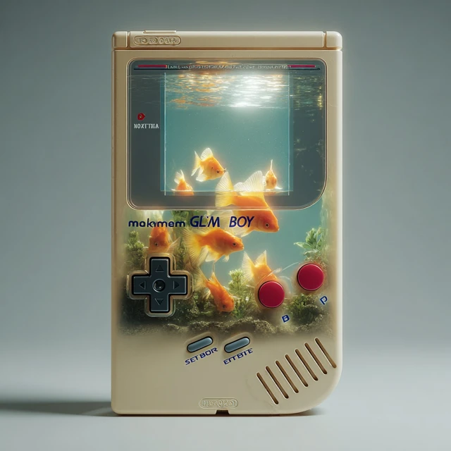 Game Boy Aquarium with Golden Fish Product Photo