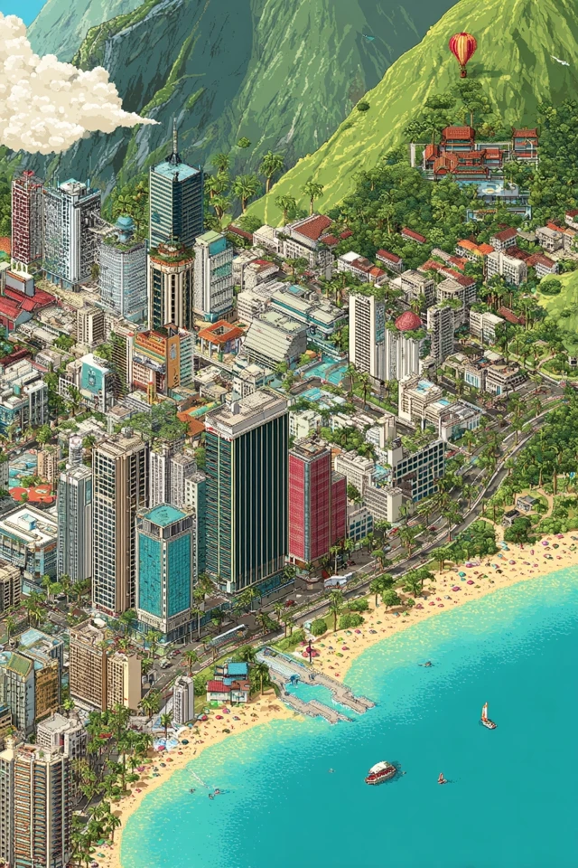 Hong Kong Pixel Art Poster Explore the City