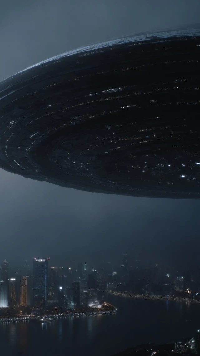 Shanghai Bund Alien Invasion Cinematic Shot