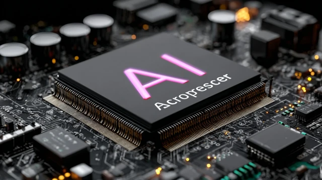 AI Processor Chip Futuristic Cyberpunk Design