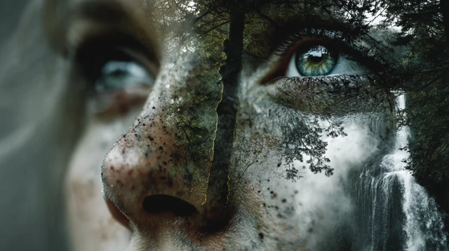 Face Nature Waterfall Blend Art