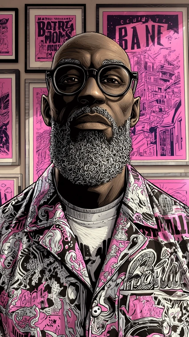 Black Male Portrait Art in the Style of a Mattel Toy