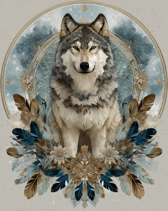 Stylized Wolf Illustration Majestic and Powerful