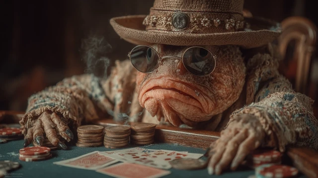 Fish Detective Playing Poker in a Las Vegas Casino