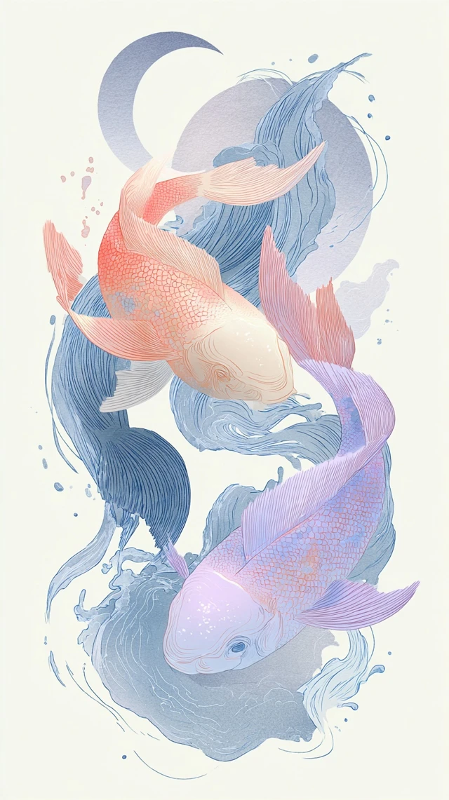 Pisces Zodiac Art Dreamlike Illustration Wall Decor