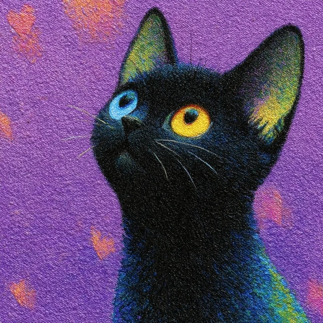 Kawaii Horror Kitten Impasto Art