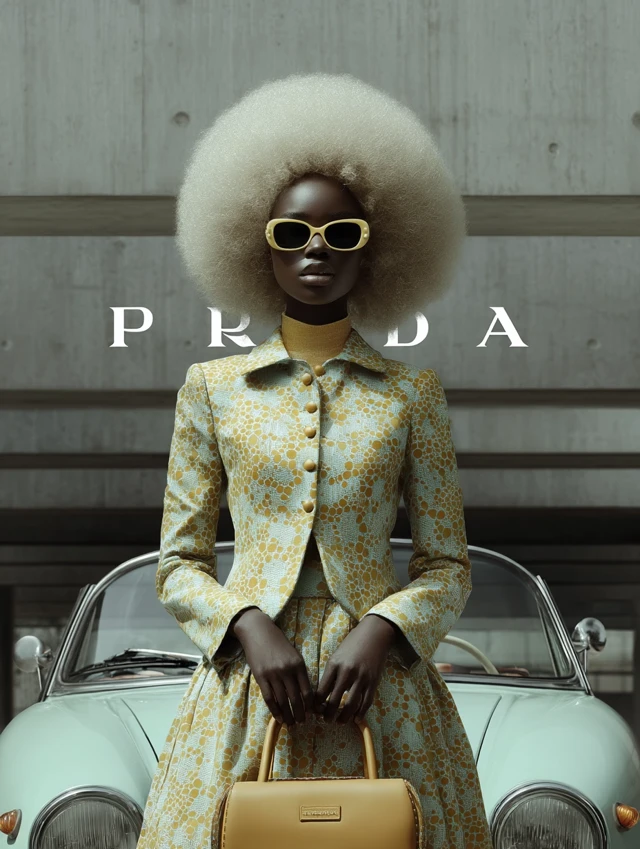 Prada Campaign Sudanese Model 60s Mod Fashion Pastel Colors
