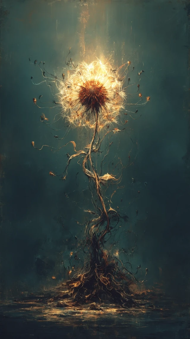 Abstract Painting Floating Seed In Sky