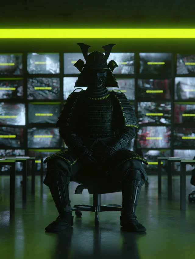 Cyberpunk Samurai Surveillance Futuristic Photo