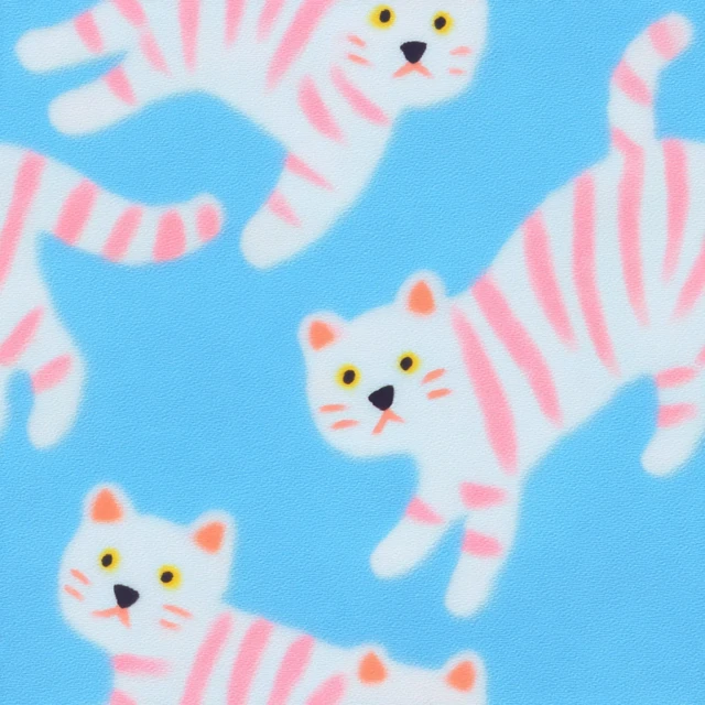 Striped Cat Illustration in Sky Blue and White