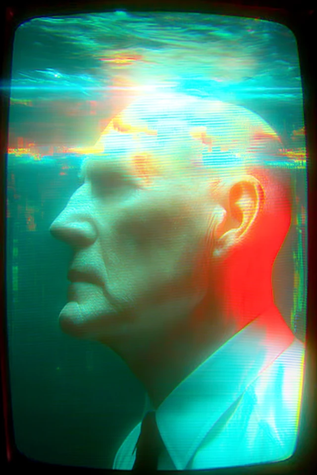 Retro Man with Galaxy Inside Out - Surreal Glow Aesthetics