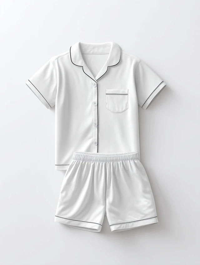 Toddler Pajama Set Mockup White Cotton Flat Lay